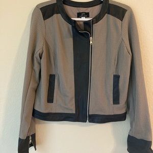 Seth Aaron faux leather moto jacket tan black 12